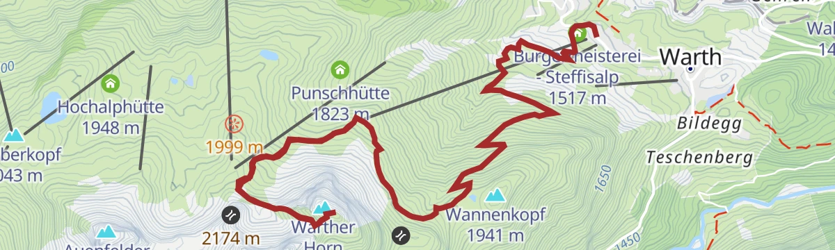 Route map: Warth | Sonnenaufgangstour Wartherhorn (2.256 m)